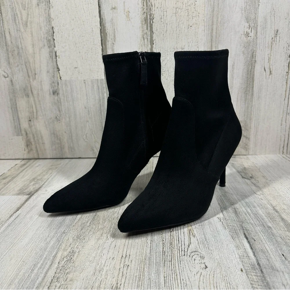 Nine West Cadence Sexy Suede Like Textile Booties Black #9‎